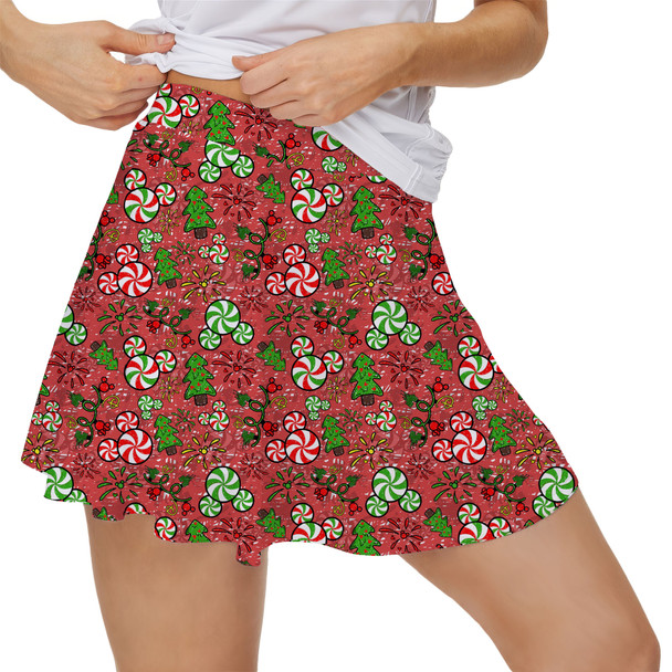 Women's Skort - Christmas Sketched Mouse Ears