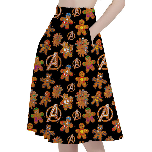 A-Line Pocket Skirt - Superhero Gingerbread Cookies