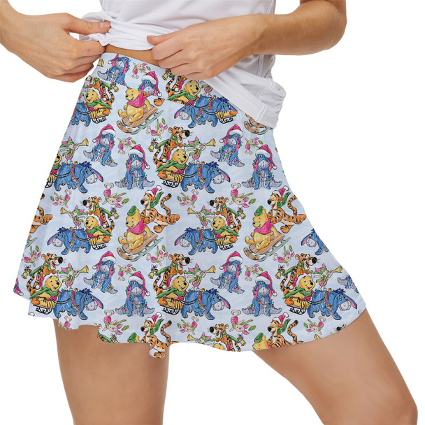 Women's Skort - A Pooh Bear Christmas