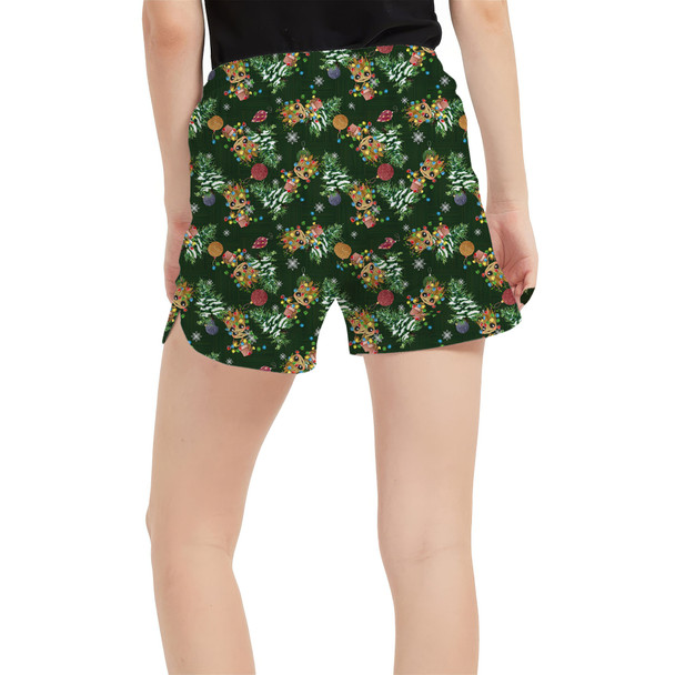 Women's Run Shorts with Pockets - A Baby Groot Christmas