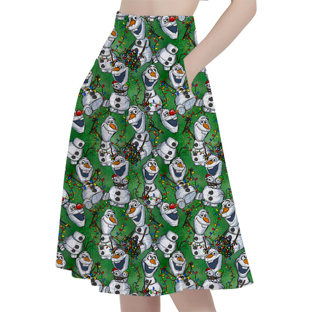 A-Line Pocket Skirt - Sketched Olaf Christmas
