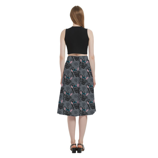 A-Line Pocket Skirt - Superhero Stitch - Black Panther