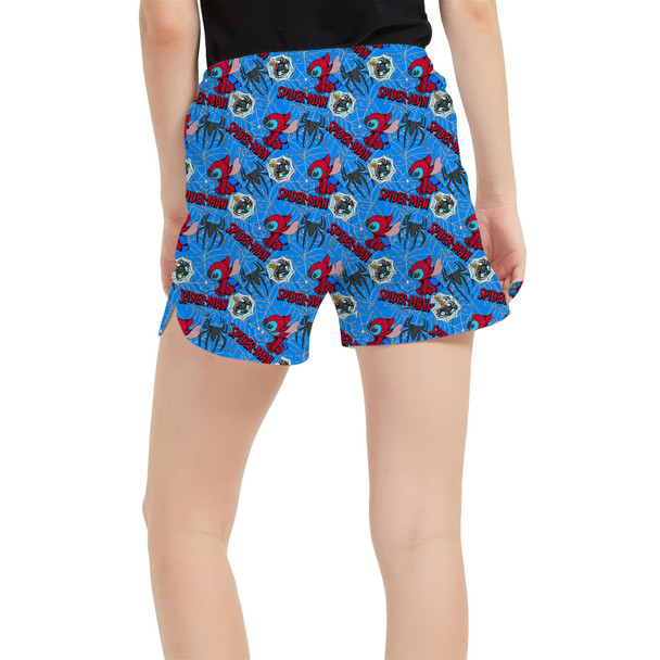 Women's Run Shorts with Pockets - Superhero Stitch - Spiderman