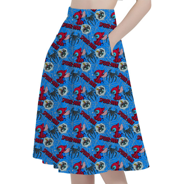 A-Line Pocket Skirt - Superhero Stitch - Spiderman