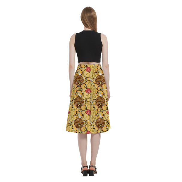 A-Line Pocket Skirt - Sketched Pooh in the Honey Tree