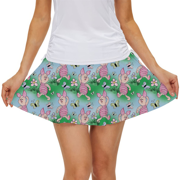 Women's Skort - Sketched Piglet and Butterflies