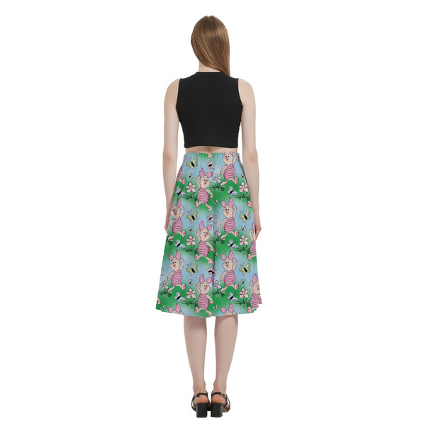 A-Line Pocket Skirt - Sketched Piglet and Butterflies