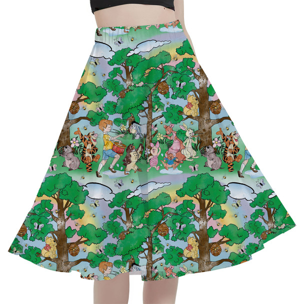 A-Line Pocket Skirt - Sketched Pooh Parade