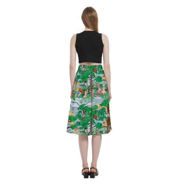 A-Line Pocket Skirt - Sketched Pooh Parade