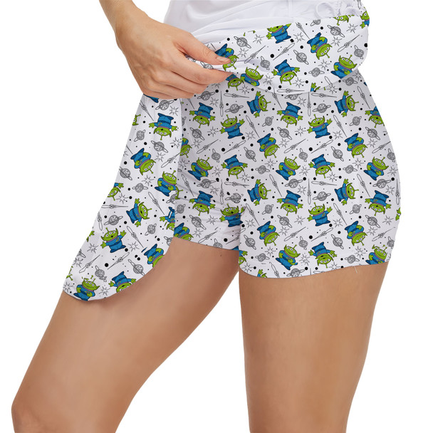 Women's Skort - Little Green Aliens on White