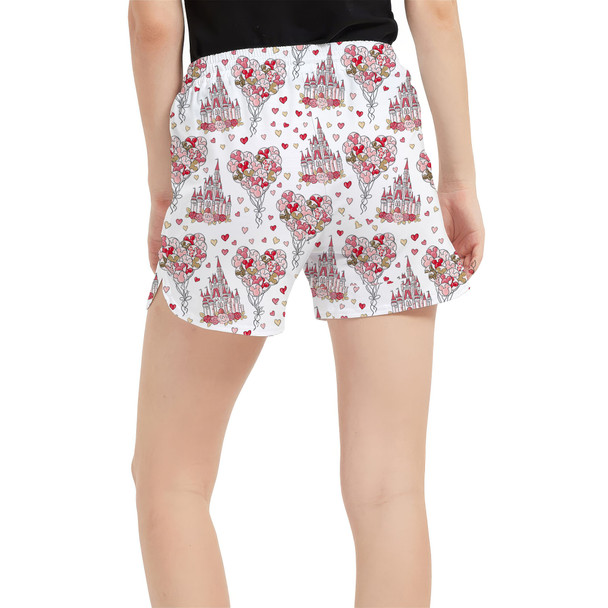Women's Run Shorts with Pockets - Valentine Disney Castle
