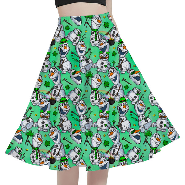 A-Line Pocket Skirt - Sketched Olaf St. Patrick's Day