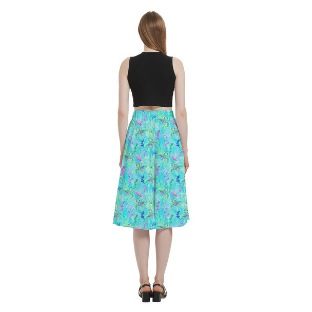 A-Line Pocket Skirt - Neon Floral Baby Turtle Squirt