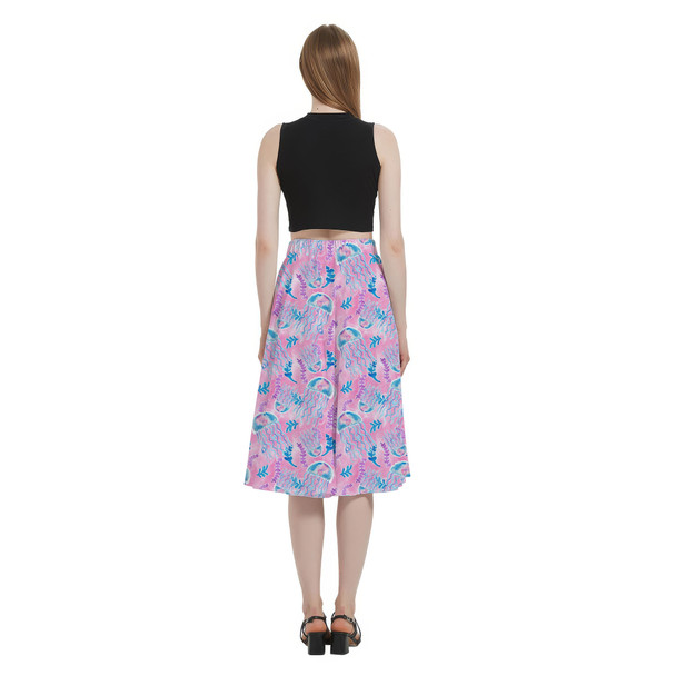A-Line Pocket Skirt - Neon Floral Jellyfish