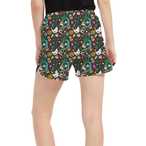 Women's Run Shorts with Pockets - Polynesian Princess Icons