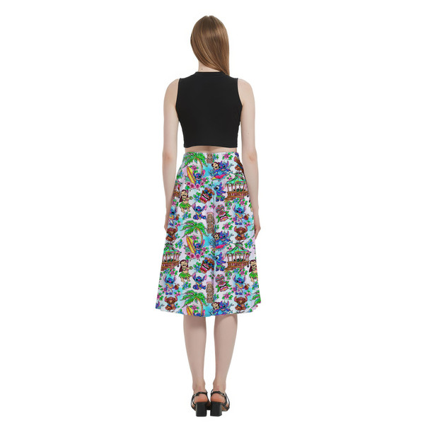 A-Line Pocket Skirt - Bright Lilo and Stitch Hand Drawn