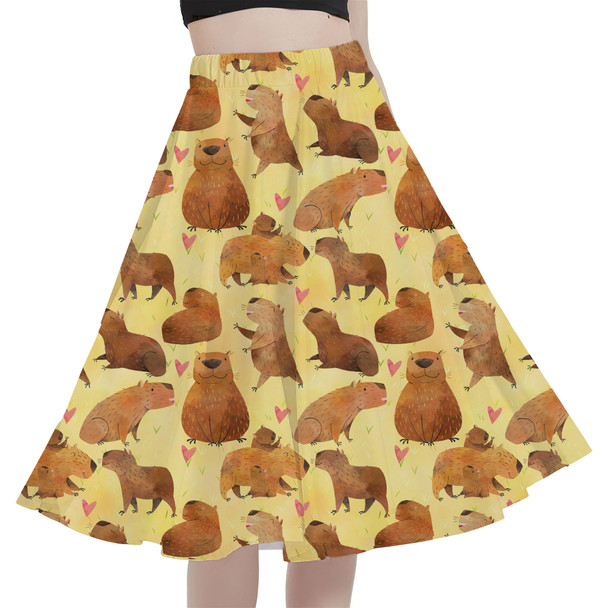 A-Line Pocket Skirt - Capybara Love