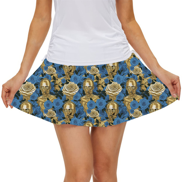 Women's Skort - Retro Floral C3PO Droid