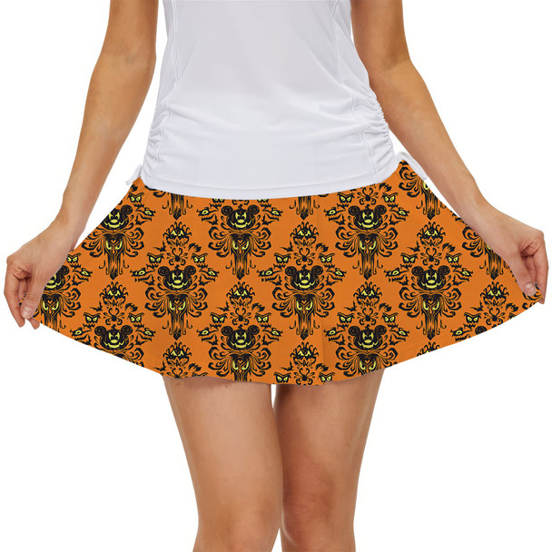 Women's Skort - Haunted Halloween Mansion Wallpaper