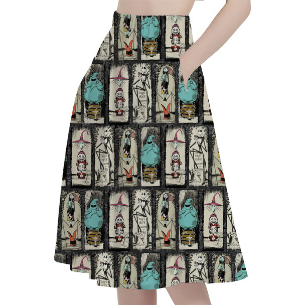 A-Line Pocket Skirt - Stretching Haunted Nightmare