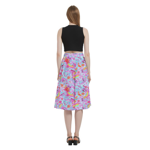 A-Line Pocket Skirt - Neon Rainbow Stitch