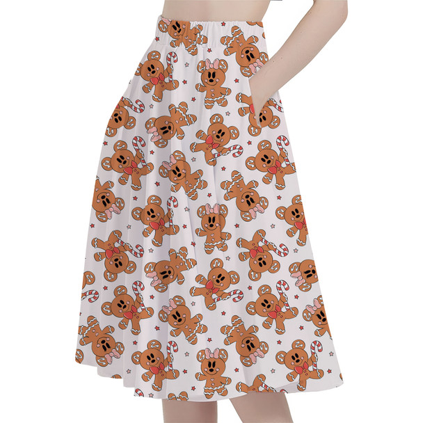 A-Line Pocket Skirt - Mouse Gingerbread Cookies