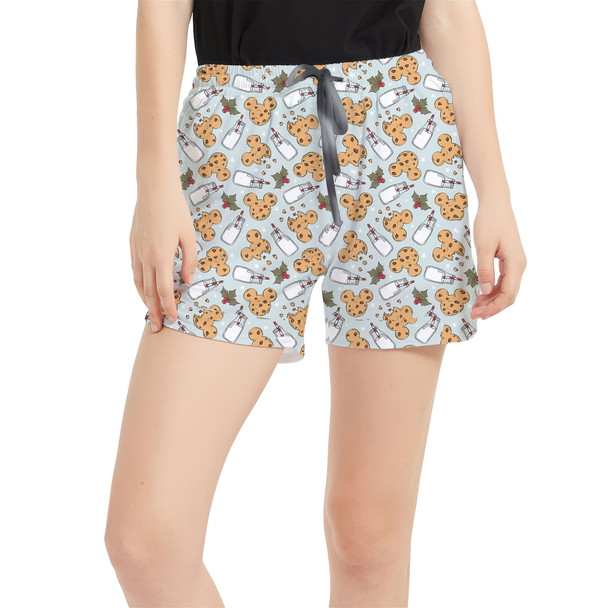 Women's Run Shorts with Pockets - Christmas Milk and Mouse Cookies