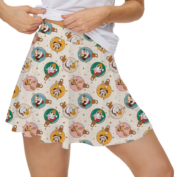 Women's Skort - Gold Mickey and Friends Christmas Baubles