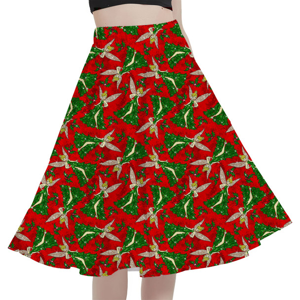 A-Line Pocket Skirt - Magical Sparkling Tinkerbell Christmas