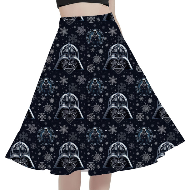 A-Line Pocket Skirt - Vader Winter Holiday Christmas Snowflakes