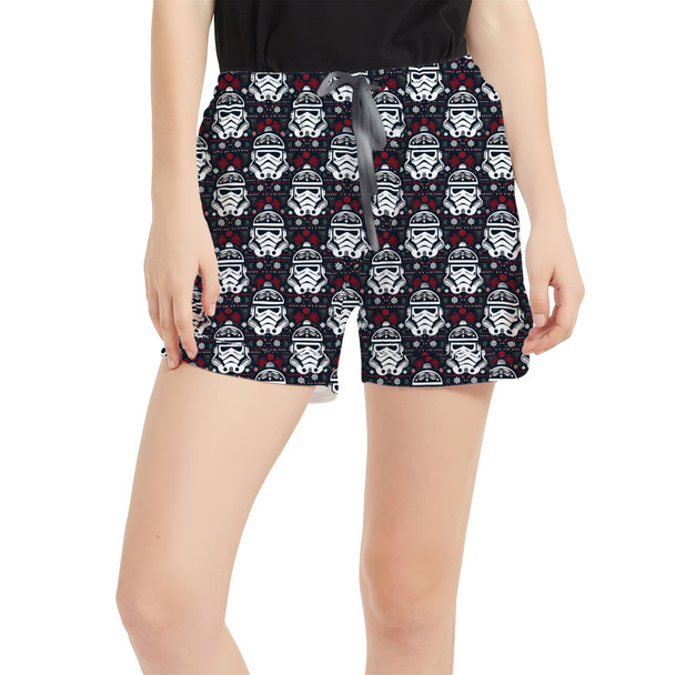 Women's Run Shorts with Pockets - Stormtrooper Ugly Christmas Holiday Sweater