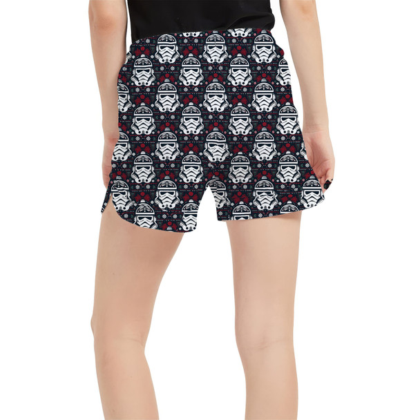 Women's Run Shorts with Pockets - Stormtrooper Ugly Christmas Holiday Sweater