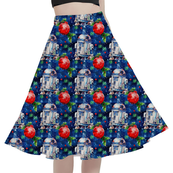 A-Line Pocket Skirt - Little Blue Christmas Droid