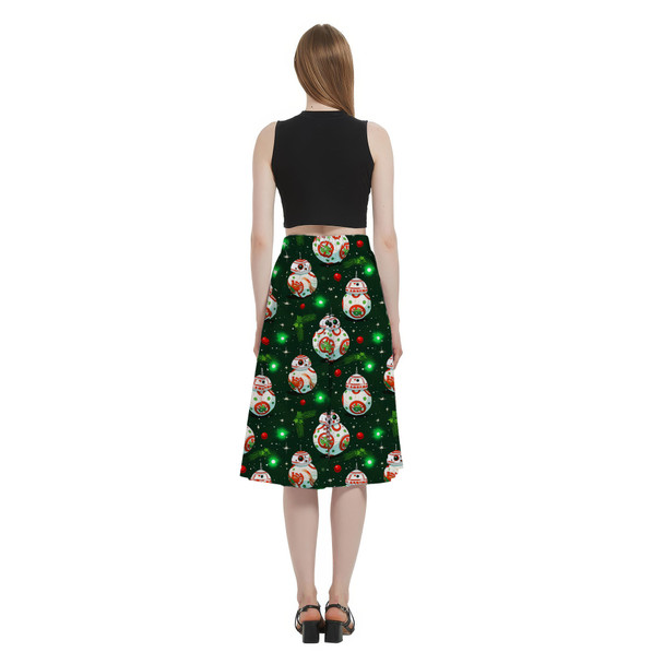 A-Line Pocket Skirt - Little Rolling Christmas Droid