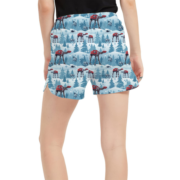 Women's Run Shorts with Pockets - AT-AT Christmas on Hoth