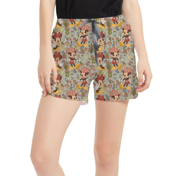 Women's Run Shorts with Pockets - Cottagecore Mickey & Minnie