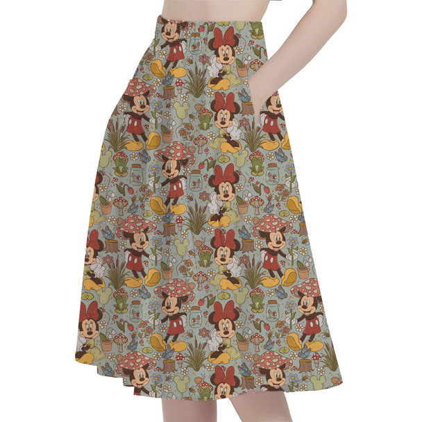 A-Line Pocket Skirt - Cottagecore Mickey & Minnie