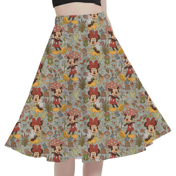 A-Line Pocket Skirt - Cottagecore Mickey & Minnie