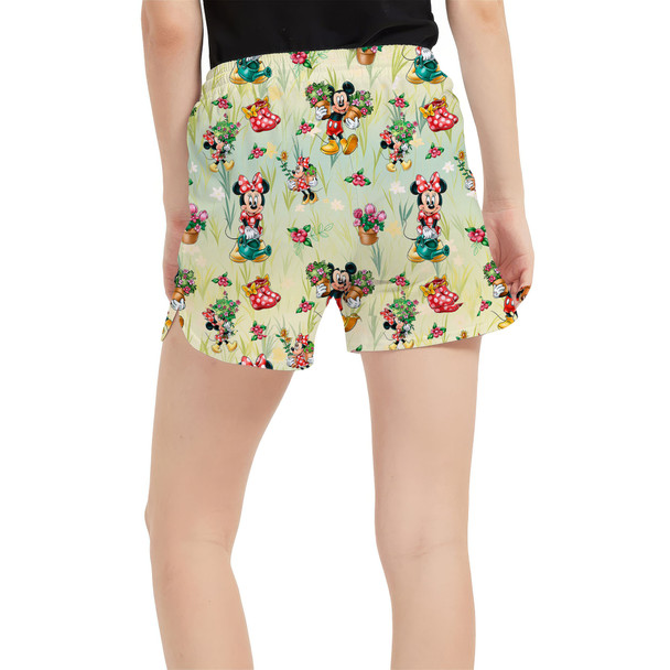 Women's Run Shorts with Pockets - Gardener Mickey and Minnie