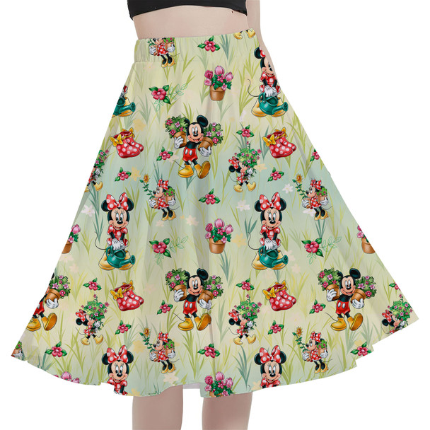 A-Line Pocket Skirt - Gardener Mickey and Minnie