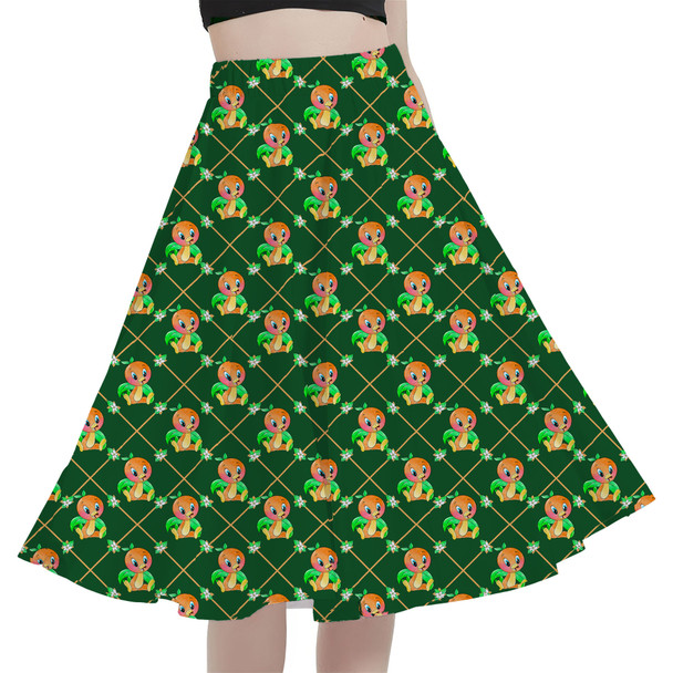 A-Line Pocket Skirt - Geometric Orange Bird