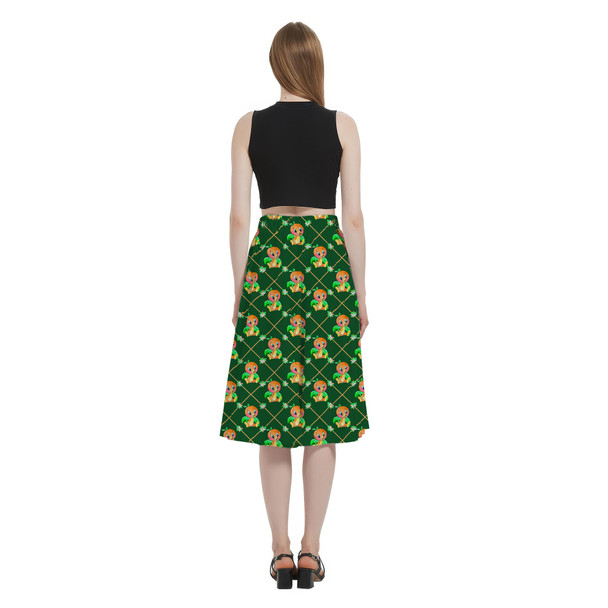 A-Line Pocket Skirt - Geometric Orange Bird