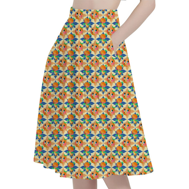 A-Line Pocket Skirt - Orange Bird Delight