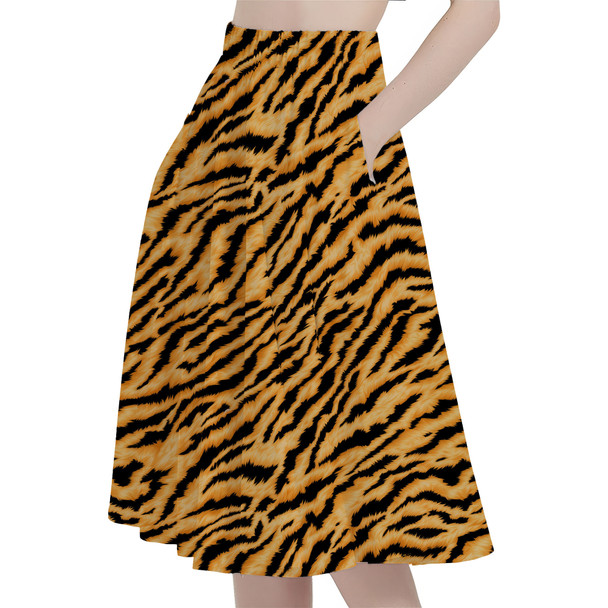 A-Line Pocket Skirt - Animal Print - Tiger