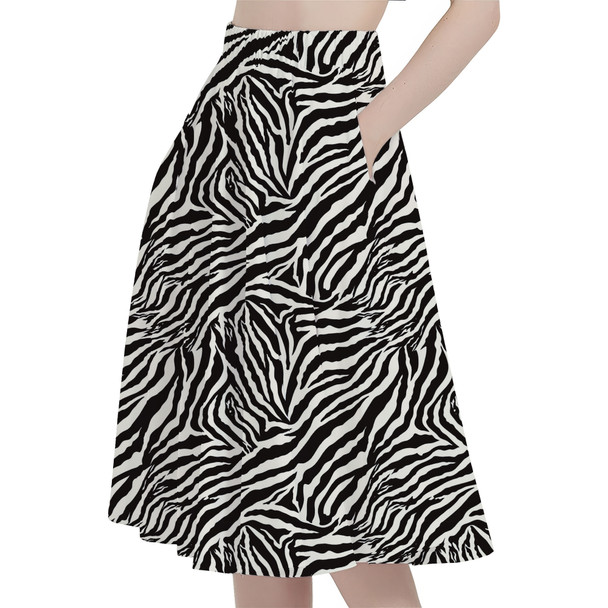 A-Line Pocket Skirt - Animal Print - Zebra