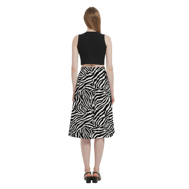 A-Line Pocket Skirt - Animal Print - Zebra