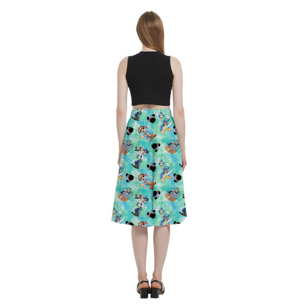 A-Line Pocket Skirt - Mickey Donald Goofy Pirate Crew