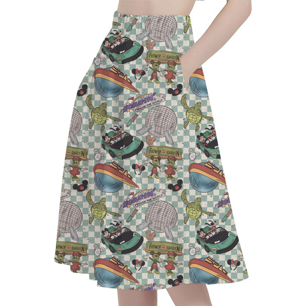 A-Line Pocket Skirt - Hand Drawn Epcot