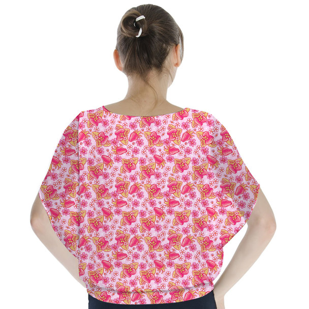 Batwing Chiffon Top - Summer Fruits - Strawberry