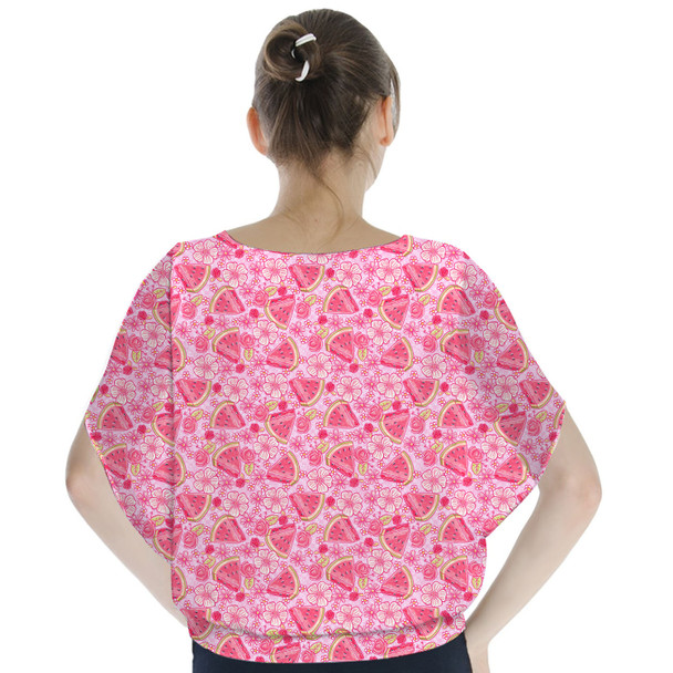 Batwing Chiffon Top - Summer Fruits - Watermelon